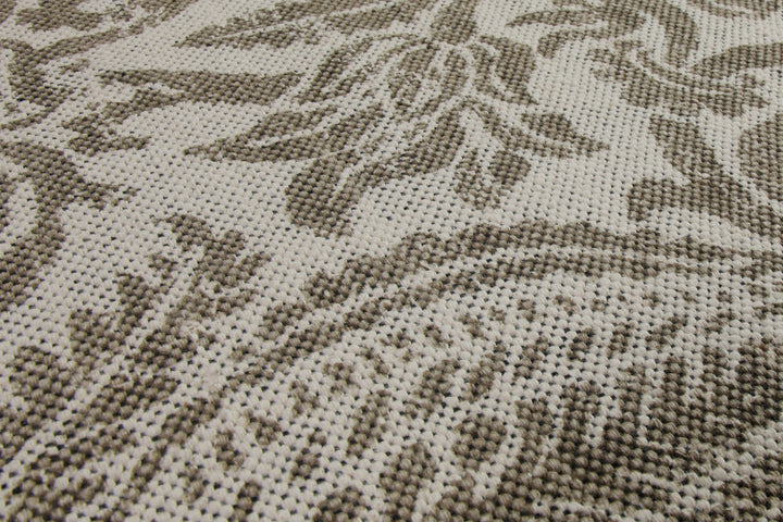 160x230 Teppich Wohnzimmer Verblasster Damast – Vintage-Print in zartem Greige