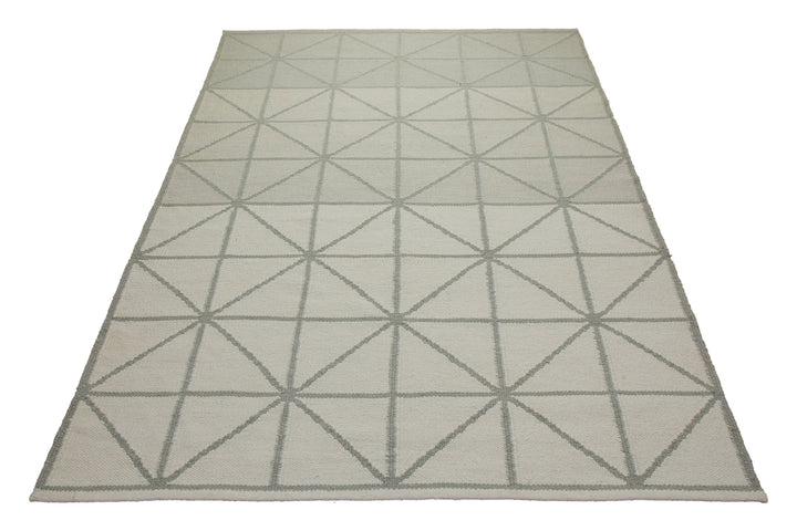 160x230 Teppich Wohnzimmer Grafische Ruhe – Skandi-Flachgewebe mit Diamantraster