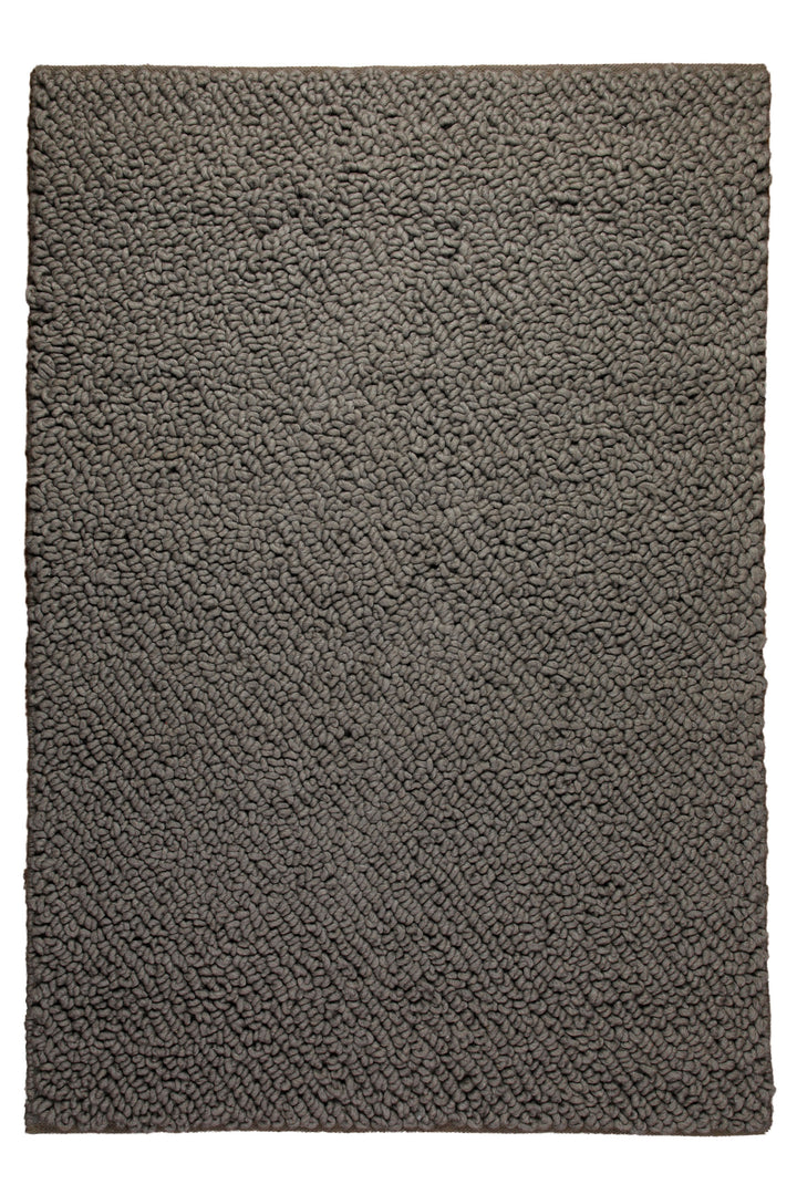 160x230 Teppich Wohnzimmer Oversize-Loops in dunklem Taupe – Schwerer Wollteppich zum Versinken