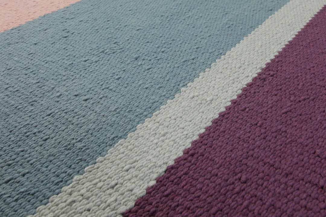 160x230 Teppich Wohnzimmer Aubergine trifft Rosé – Color-Block in reiner Baumwolle