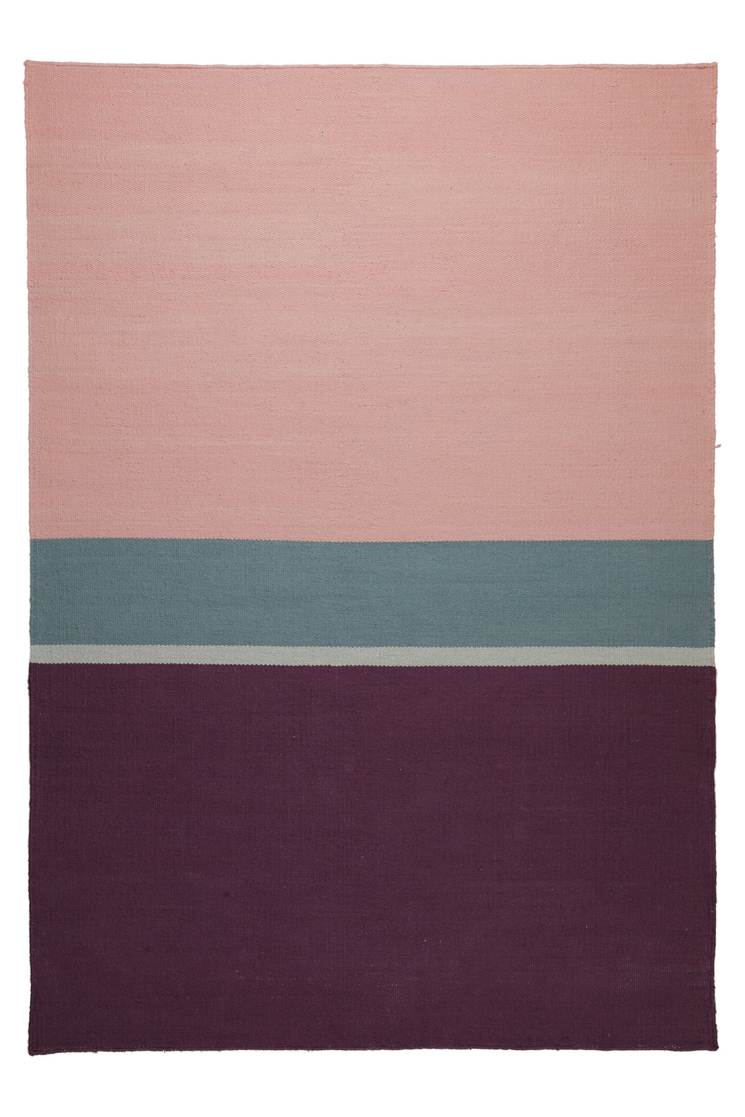 160x230 Teppich Wohnzimmer Aubergine trifft Rosé – Color-Block in reiner Baumwolle