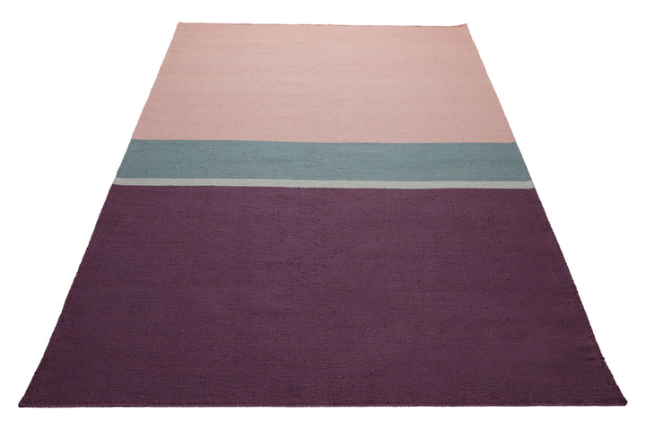 160x230 Teppich Wohnzimmer Aubergine trifft Rosé – Color-Block in reiner Baumwolle