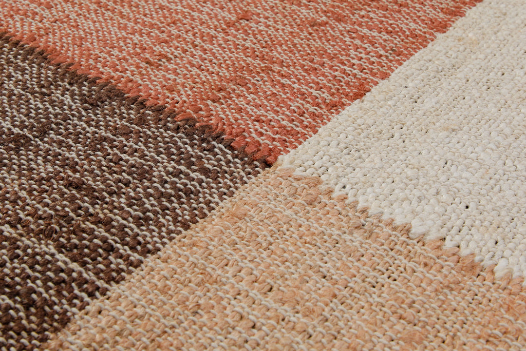 160x230 Teppich Wohnzimmer Naturjute mit Farbblock – Grafisches Statement in Erdtönen