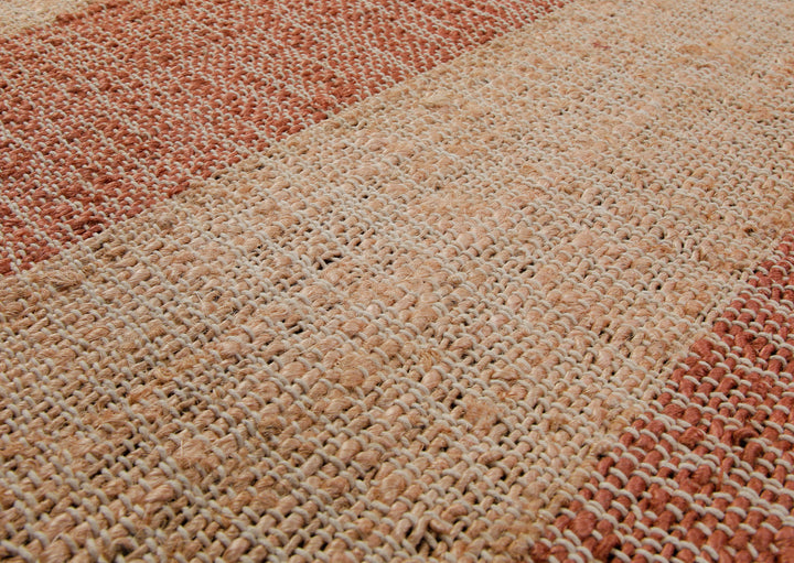 160x230 Teppich Wohnzimmer Terrakotta-Streifen – Sonnenwarmer Naturfaserteppich
