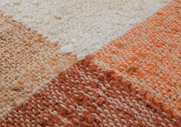 160x230 Teppich Wohnzimmer Color-Block in Apricot – Grafisches Spiel aus Naturfasern