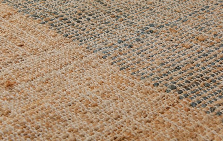 160x230 Teppich Wohnzimmer Sand und Stein – Zweigeteilter Naturteppich mit Akzentkante