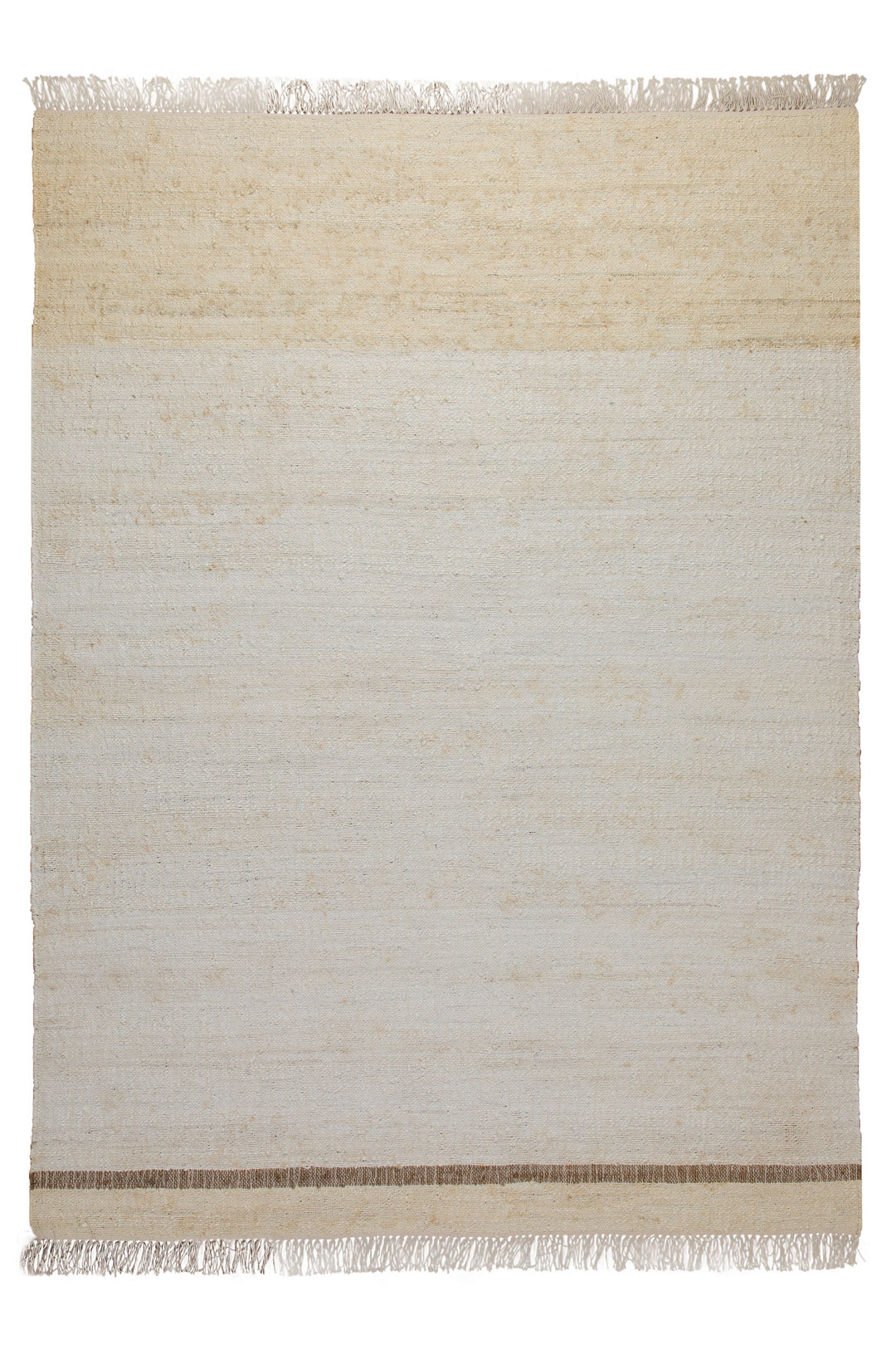160x230 Teppich Wohnzimmer Stilles Naturweiß – Reduzierter Naturteppich mit Akzentlinie