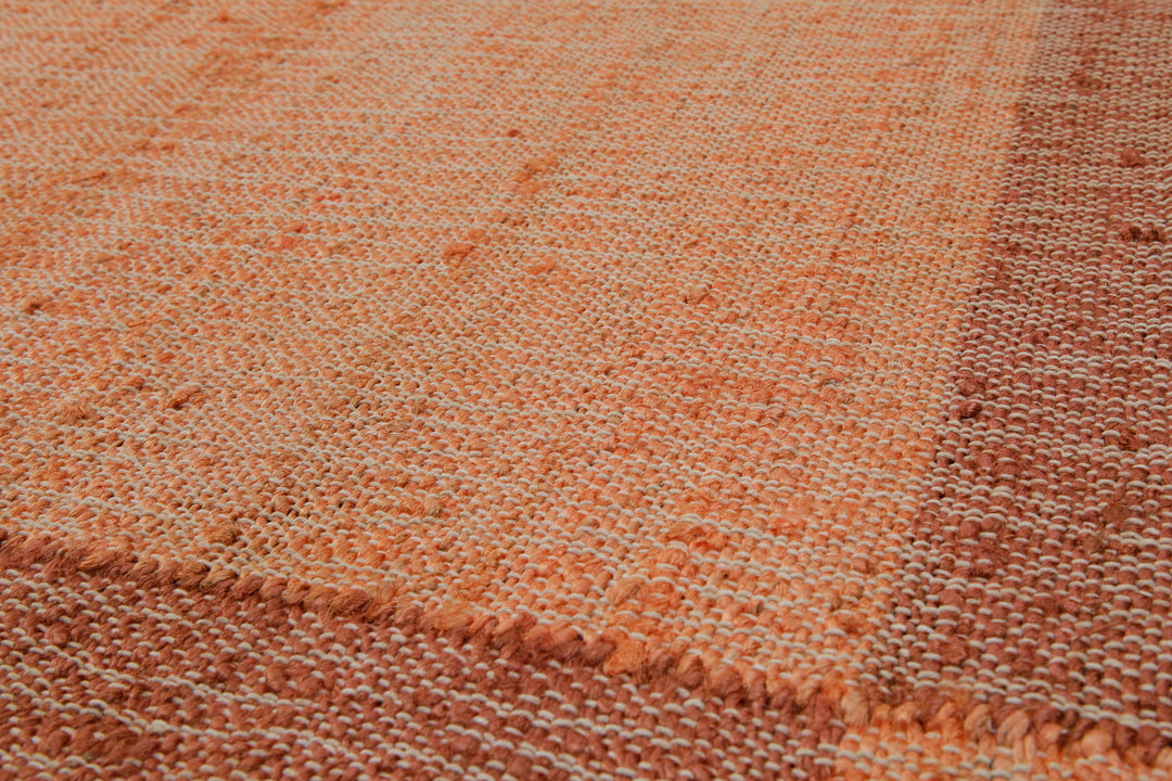 160x230 Teppich Wohnzimmer Glühendes Apricot – Naturfaserteppich mit Webrahmen und Fransen