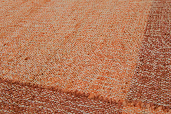 160x230 Teppich Wohnzimmer Glühendes Apricot – Naturfaserteppich mit Webrahmen und Fransen