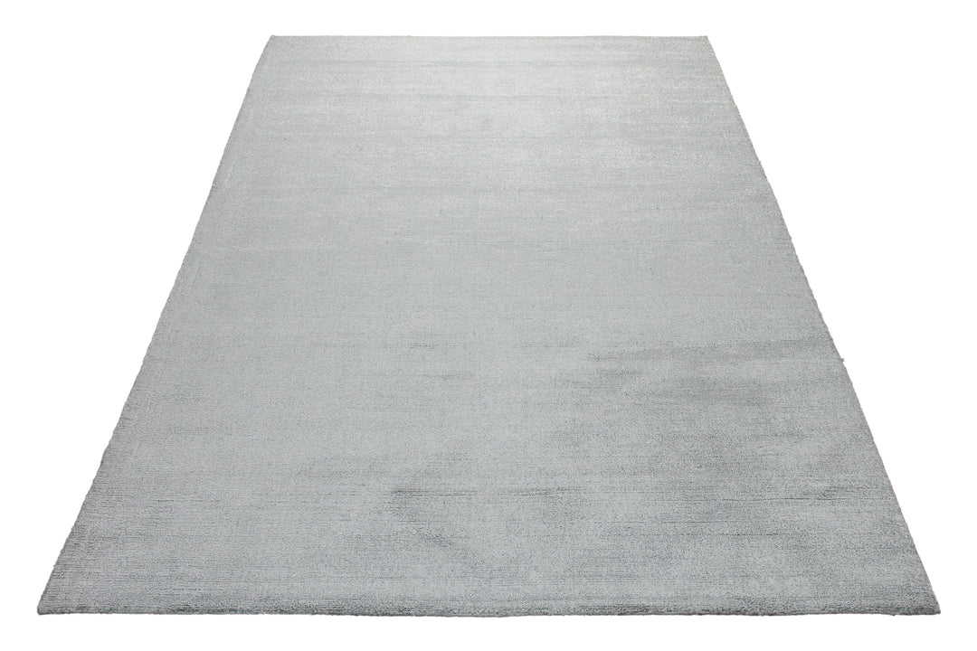 160x230 Teppich Wohnzimmer Sanftes Lichtgrau – Handloom-Wollteppich mit feinem Schimmer