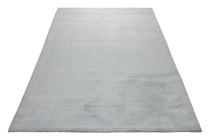 160x230 Teppich Wohnzimmer Sanftes Lichtgrau – Handloom-Wollteppich mit feinem Schimmer