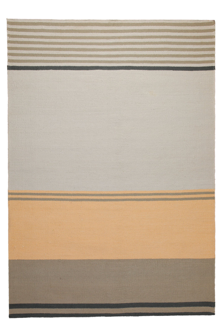 160x230 Teppich Wohnzimmer Sand, Apricot und Schiefer – Cotton-Color-Block in moderner Architektur