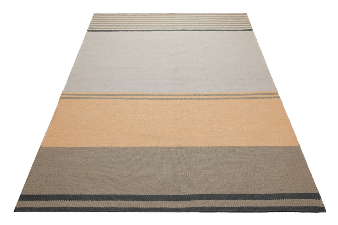 160x230 Teppich Wohnzimmer Sand, Apricot und Schiefer – Cotton-Color-Block in moderner Architektur