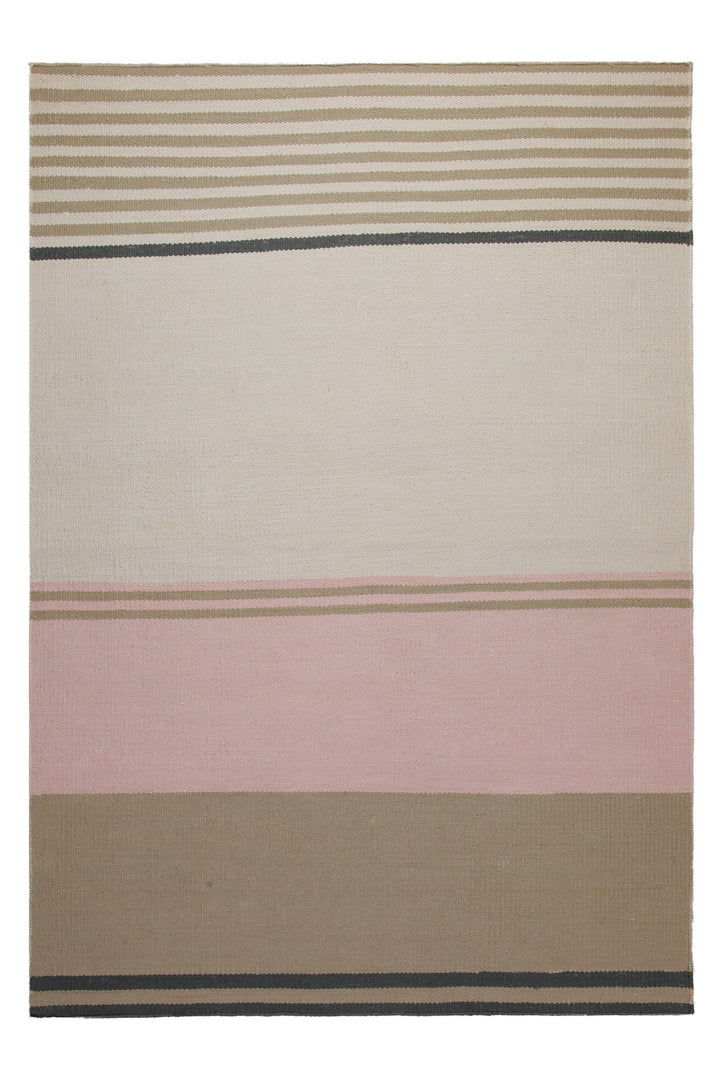 160x230 Teppich Wohnzimmer Sand, Rosé und Mocca – Cotton-Color-Block in zarter Pastellarchitektur
