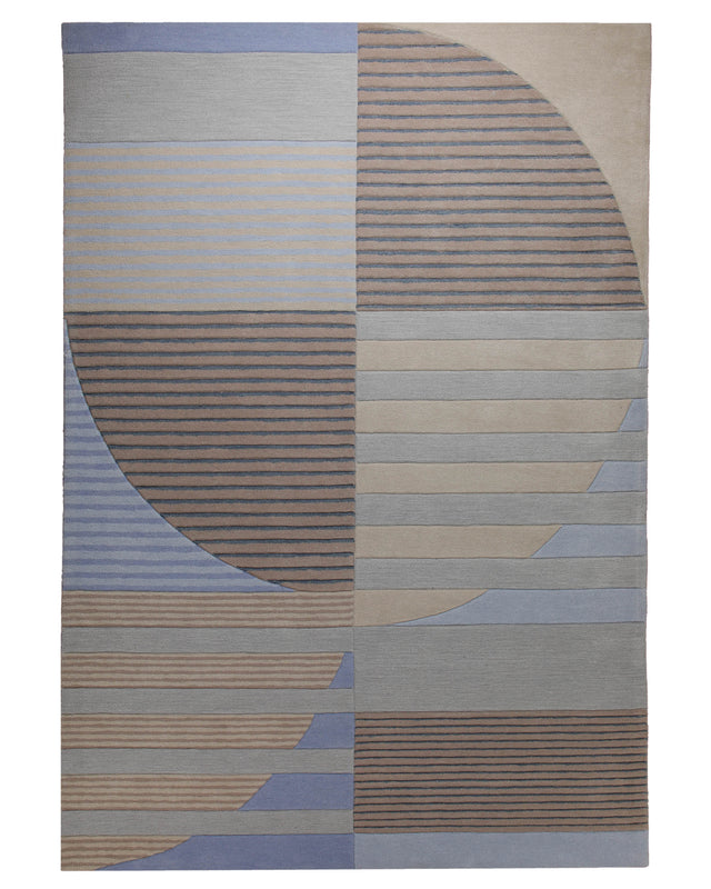 Sand und Taubenblau - Handtuft mit Rippenrelief 160 x 230 cm – Produktfoto freigestellt