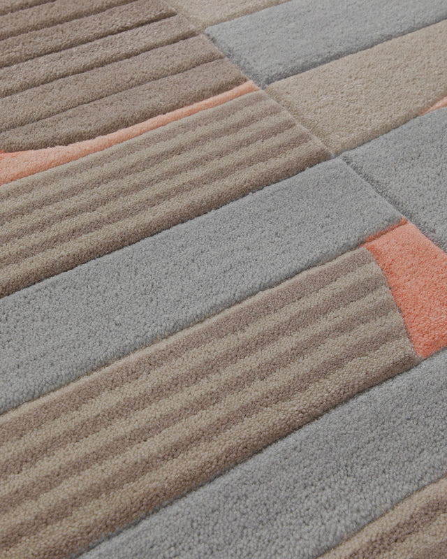 Koralle im Halbrund - Handtuft mit Rippenrelief 160 x 230 cm – Detailaufnahme der Textur