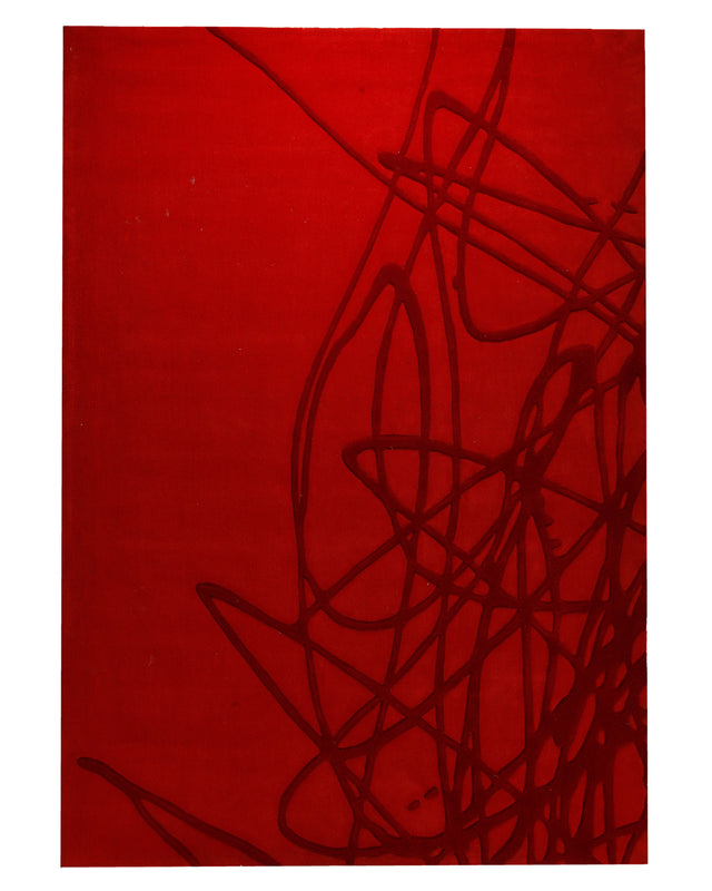 Rot auf Rot - Handtuft Wolle 160 x 230 cm – Produktfoto freigestellt