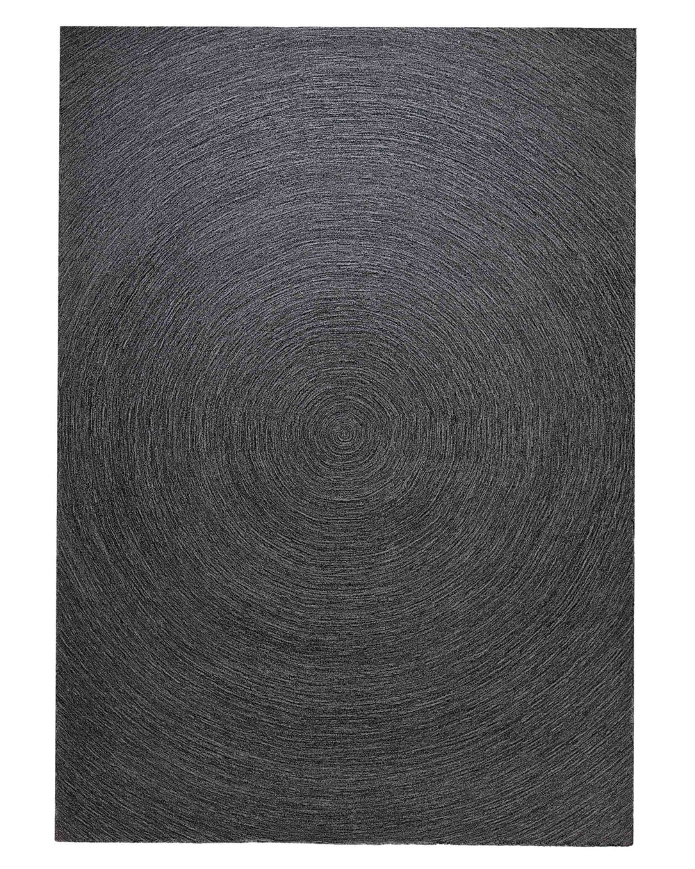 Kreiswirbel in Anthrazit - Handtuft Wolle 160 x 230 cm – Detailaufnahme der Textur