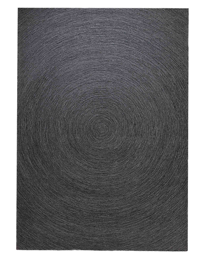 Kreiswirbel in Anthrazit - Handtuft Wolle 160 x 230 cm – Detailaufnahme der Textur