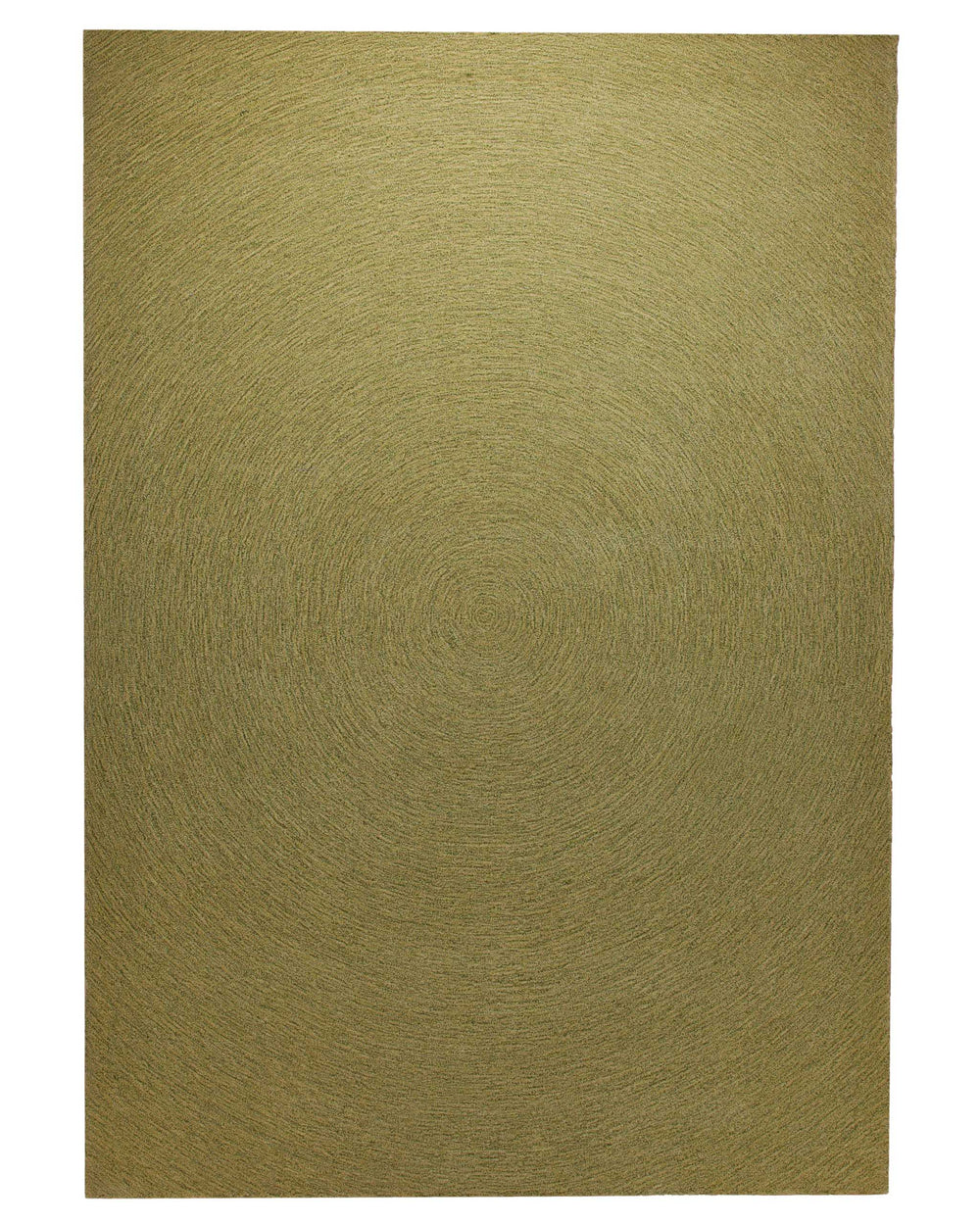Kreiswirbel in Oliv - Handtuft Wolle 160 x 230 cm – Detailaufnahme der Textur