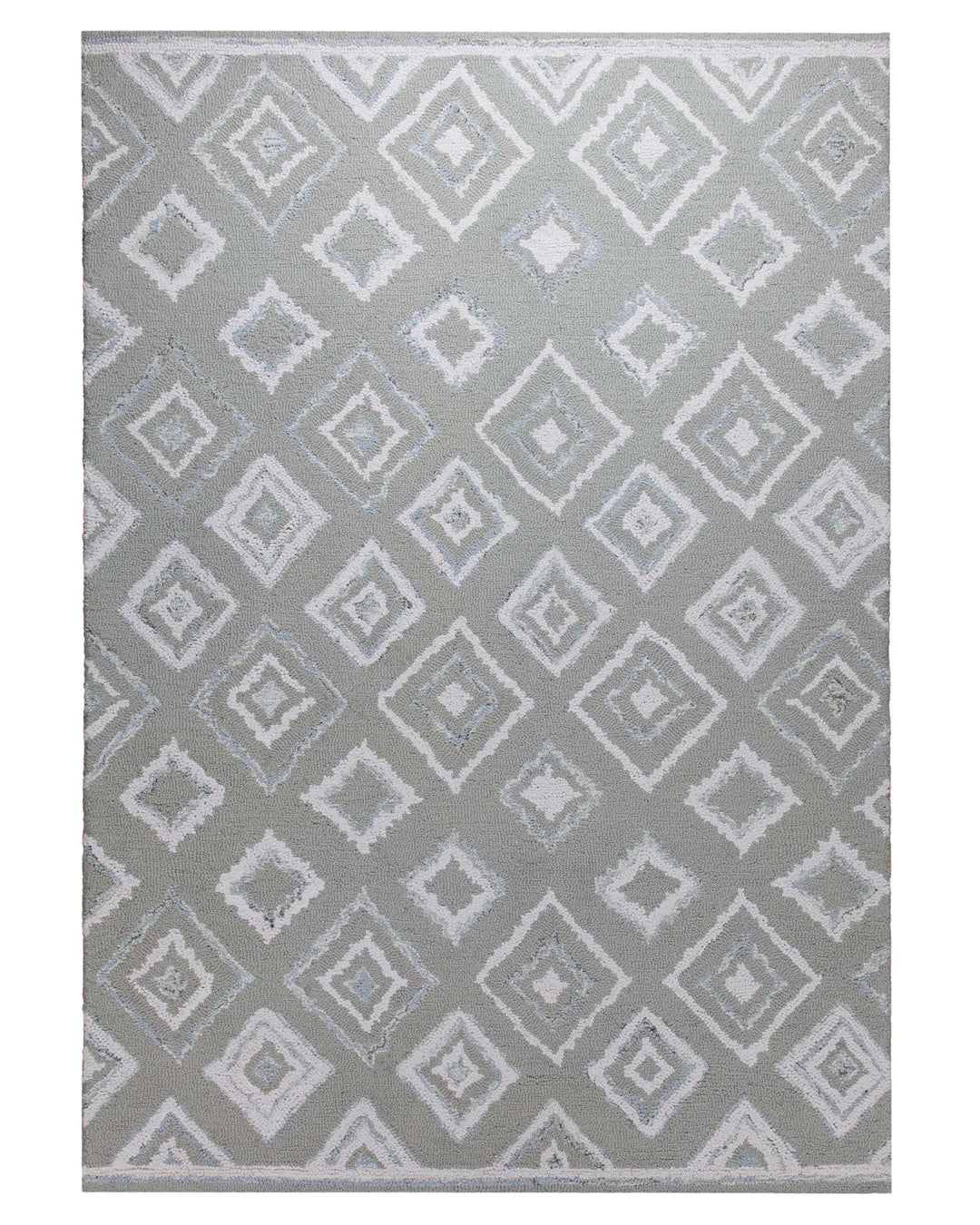 Berber-Raute in Salbei - Handtuft Wolle 160 x 230 cm – Detailaufnahme der Textur
