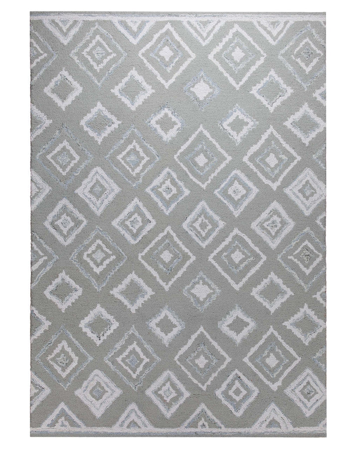 Berber-Raute in Salbei - Handtuft Wolle 160 x 230 cm – Detailaufnahme der Textur