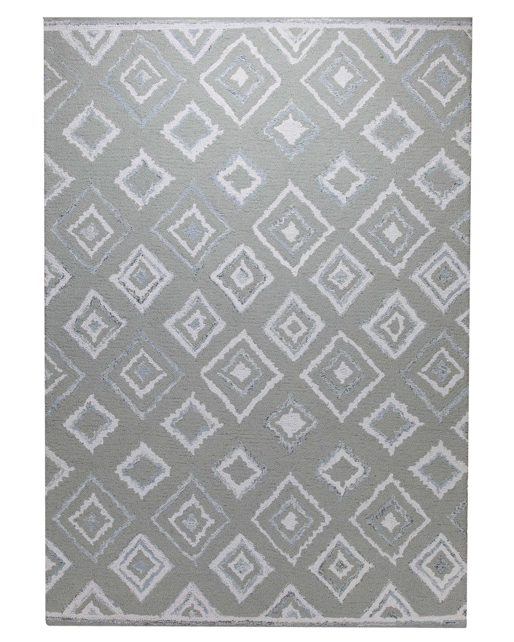 Berber-Raute in Hellgrau - Handtuft Wolle 160 x 230 cm – Detailaufnahme der Textur
