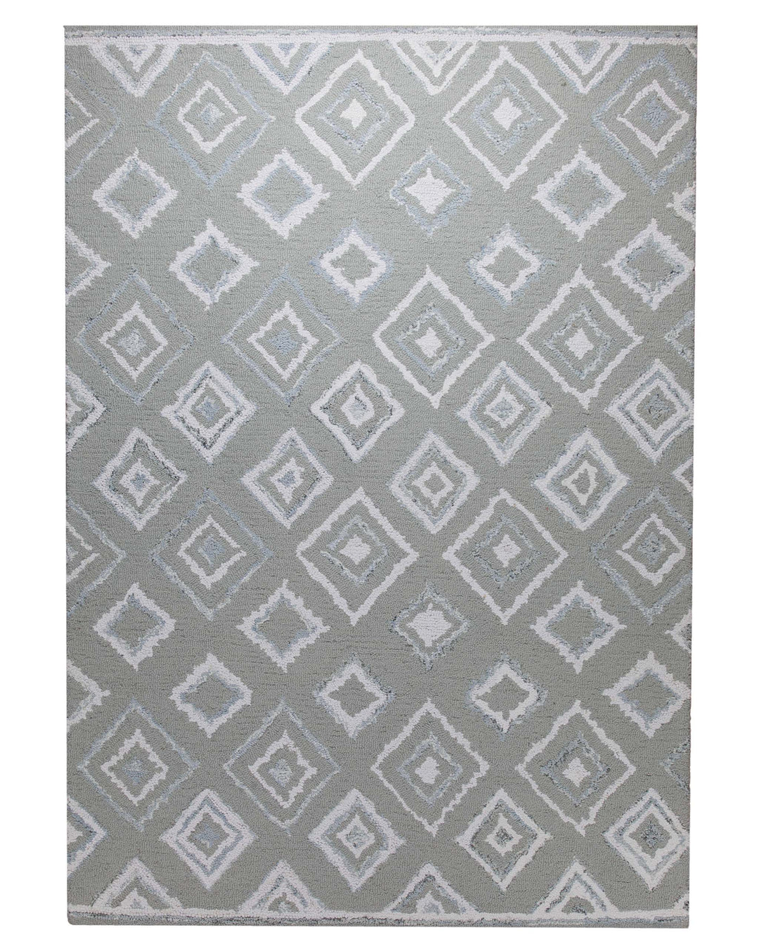 Berber-Raute in Hellgrau - Handtuft Wolle 160 x 230 cm – Detailaufnahme der Textur