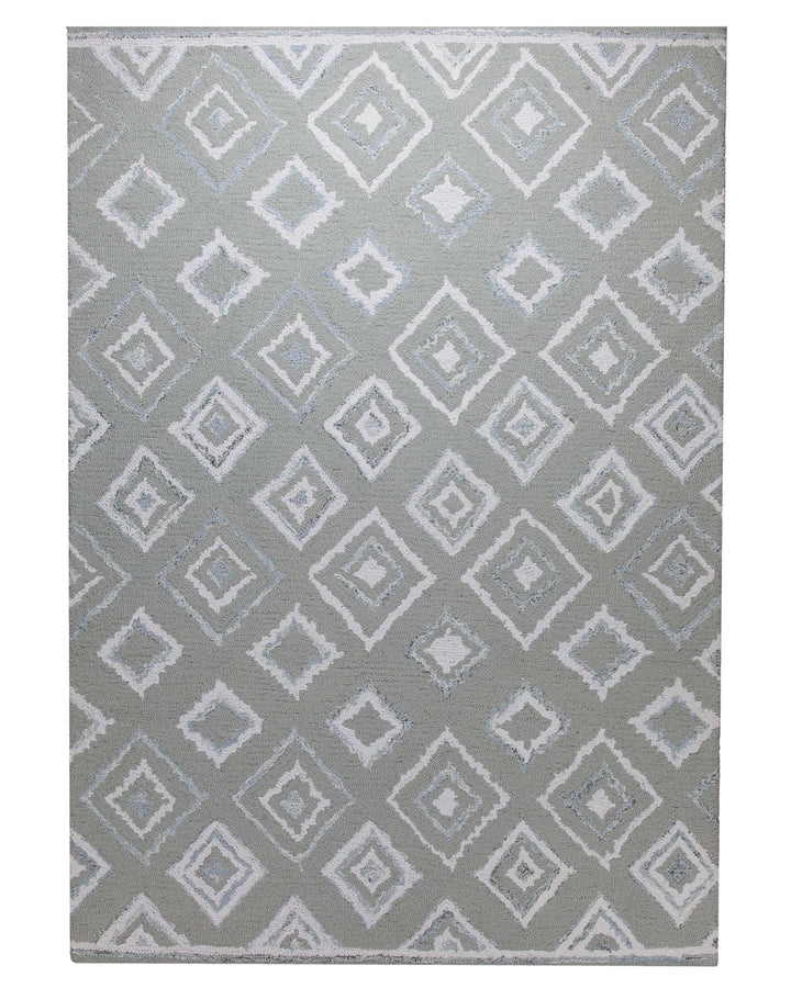 Berber-Raute in Hellgrau - Handtuft Wolle 160 x 230 cm – Detailaufnahme der Textur