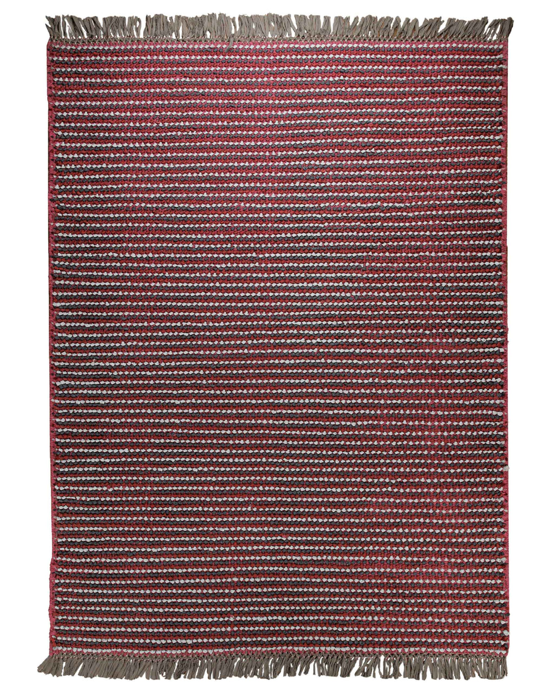 Dedon Outdoor Handwebteppich rot grau gestreift 160x230 cm – Gesamtansicht freigestellt