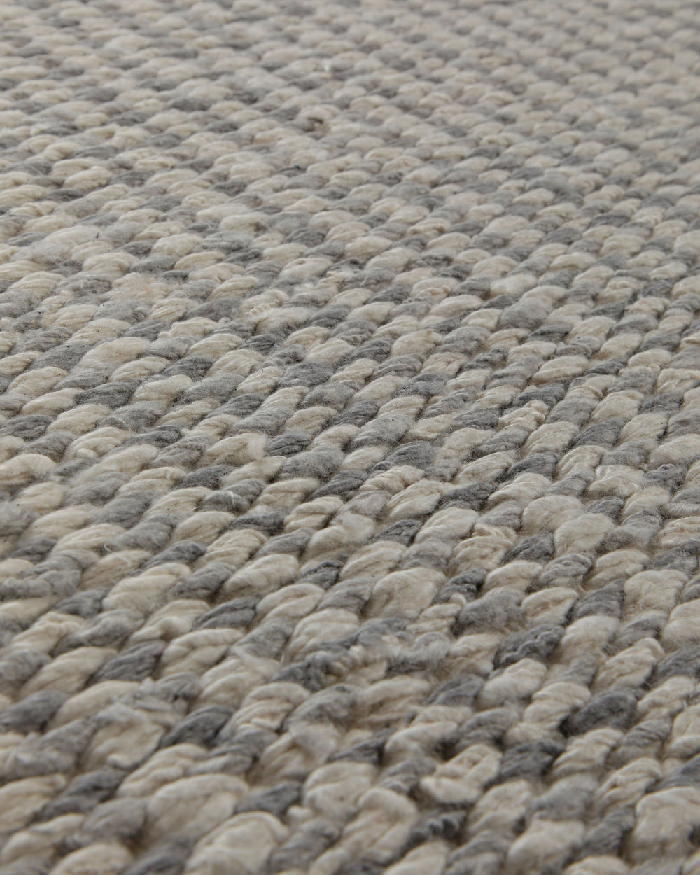 Handwebteppich Wolle meliert grau 160x230 cm – Detailaufnahme der Musterung