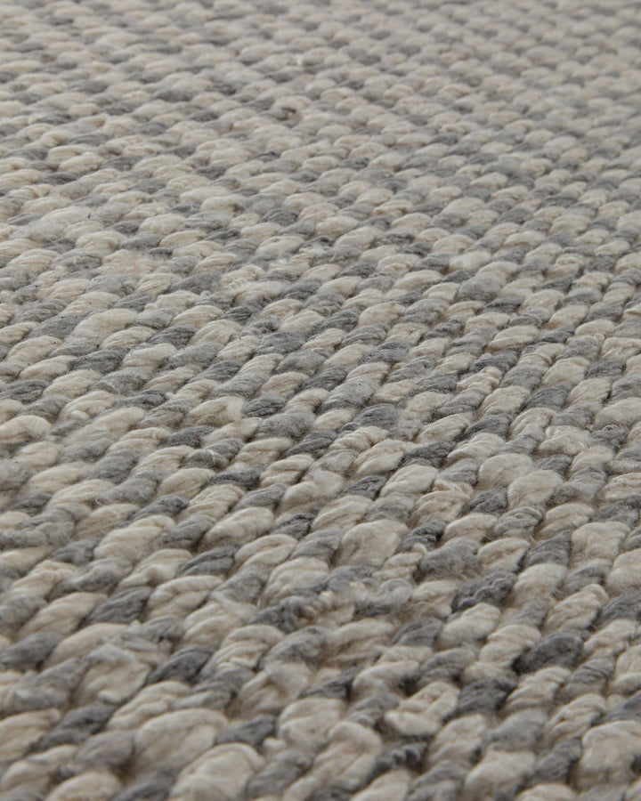 Handwebteppich Wolle meliert grau 160x230 cm – Detailaufnahme der Musterung