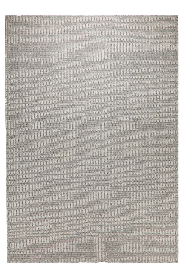 Handwebteppich Wolle meliert grau 160x230 cm – Komplettansicht des Teppichs freigestellt