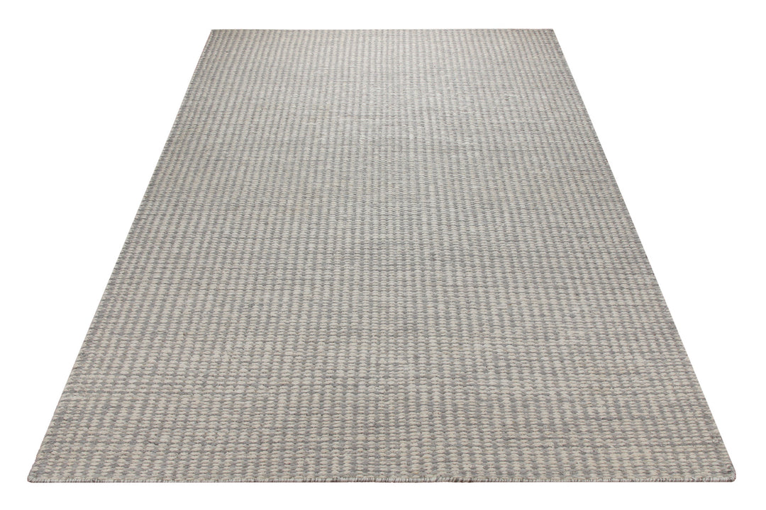 Handwebteppich Wolle meliert grau 160x230 cm – im Raum platziert