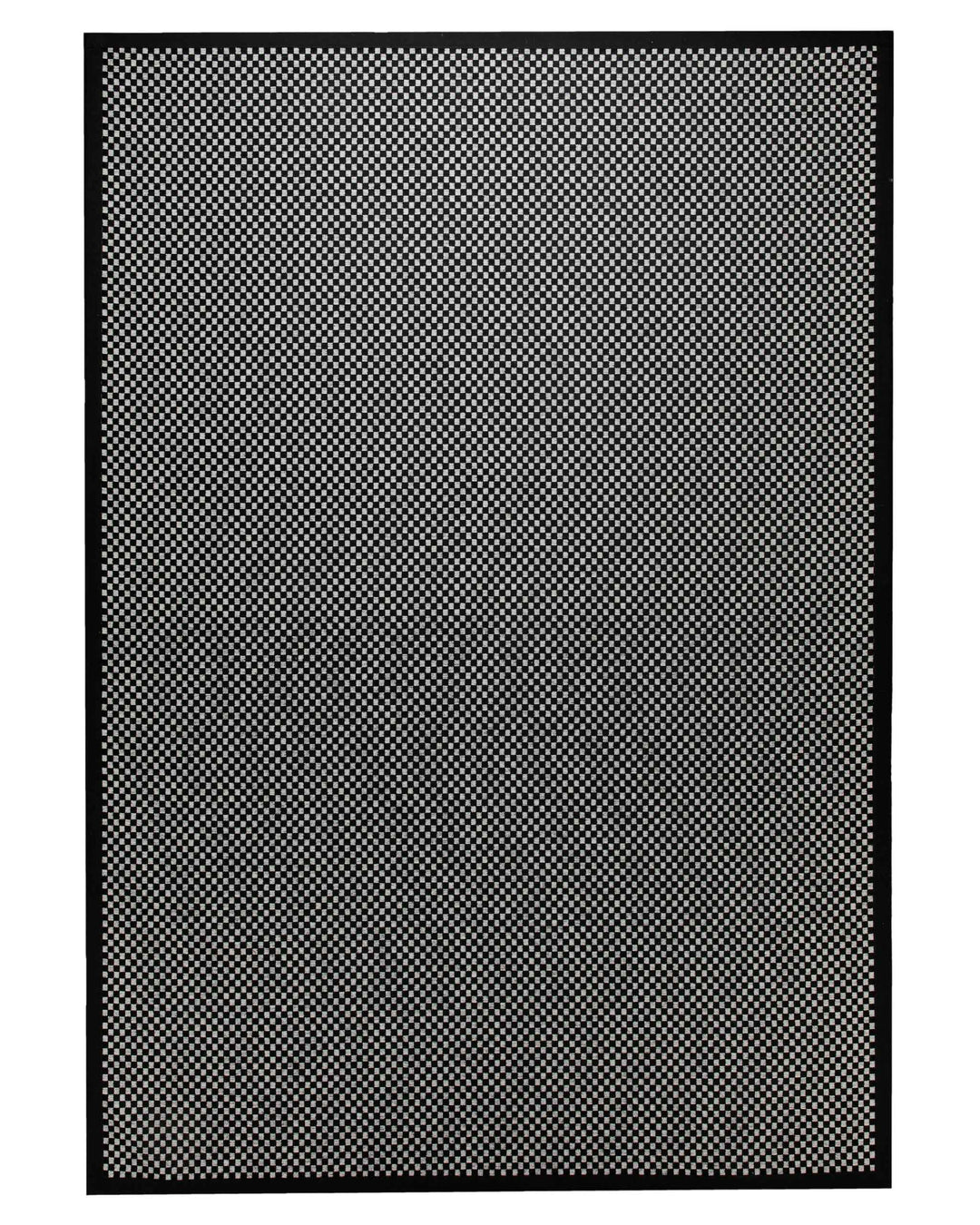 Handwebteppich Wolle Feinkaro schwarz weiß 160x230 cm – Gesamtansicht freigestellt