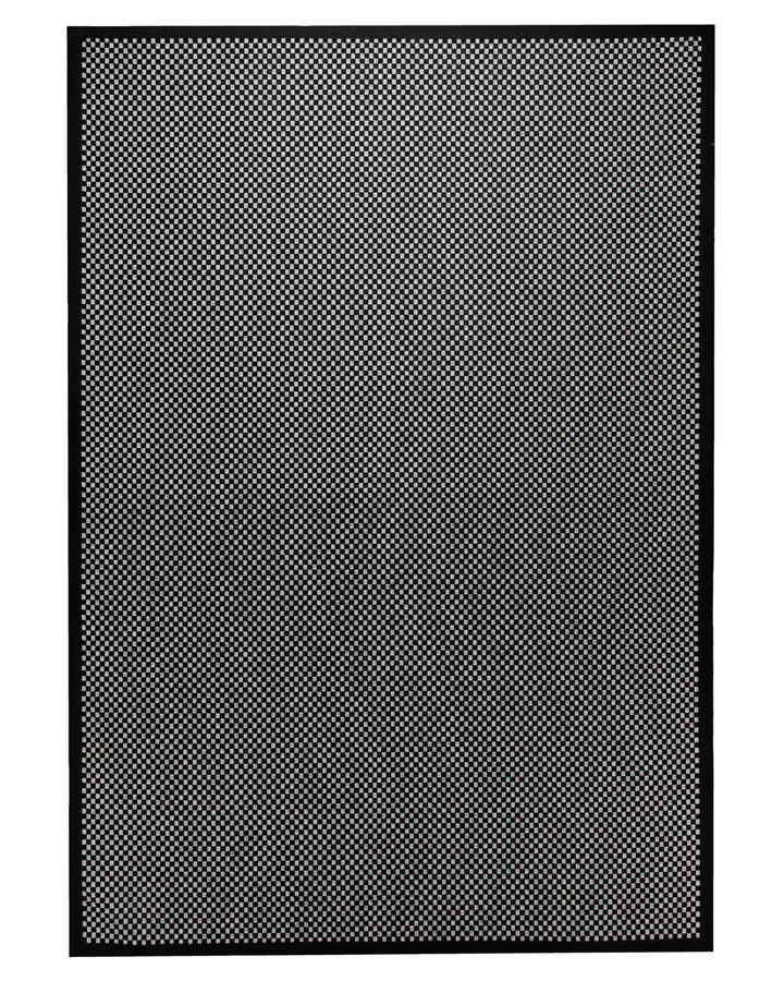 Handwebteppich Wolle Feinkaro schwarz weiß 160x230 cm – Gesamtansicht freigestellt