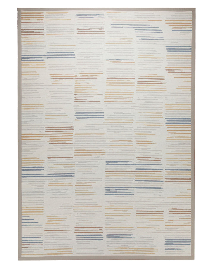 Baumwollteppich Estland beidseitig Farblinien creme 160x230 cm – Gesamtansicht freigestellt