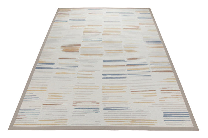Baumwollteppich Estland beidseitig Farblinien creme 160x230 cm – dekorativ im Raum inszeniert