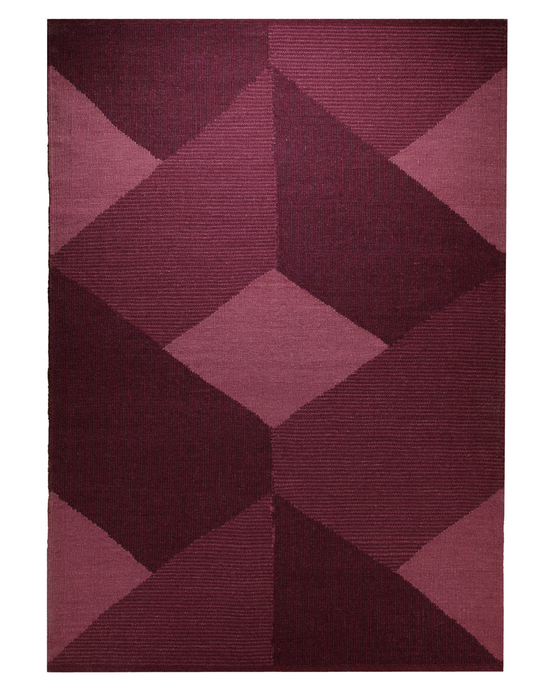 Handwebteppich Wolle Rautenmuster beere 160x230 cm – Gesamtansicht freigestellt
