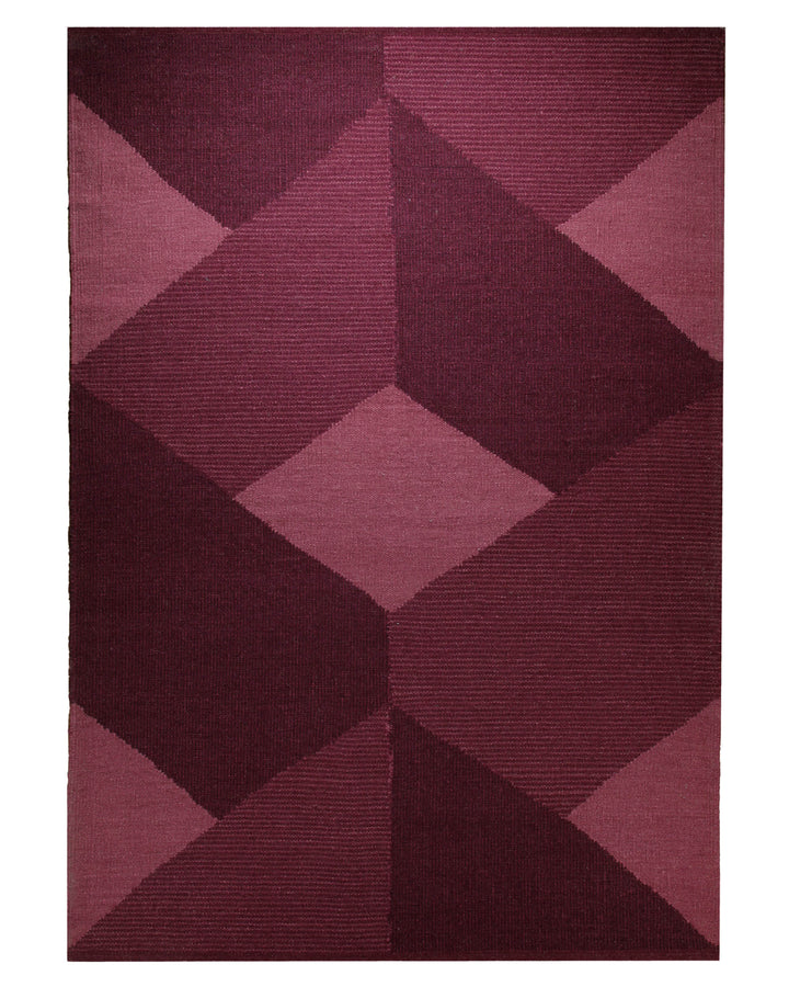 Handwebteppich Wolle Rautenmuster beere 160x230 cm – Gesamtansicht freigestellt