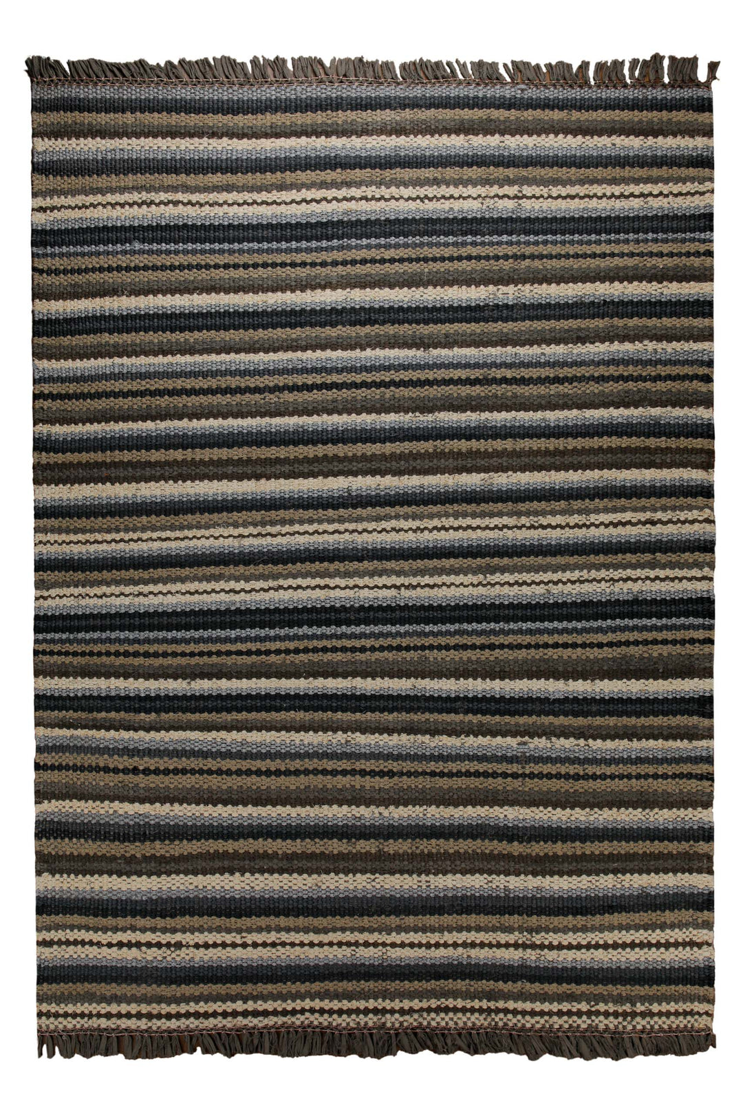 Dedon Outdoor Handwebteppich grau blau gestreift 160x230 cm – Freigestellte Ansicht von oben