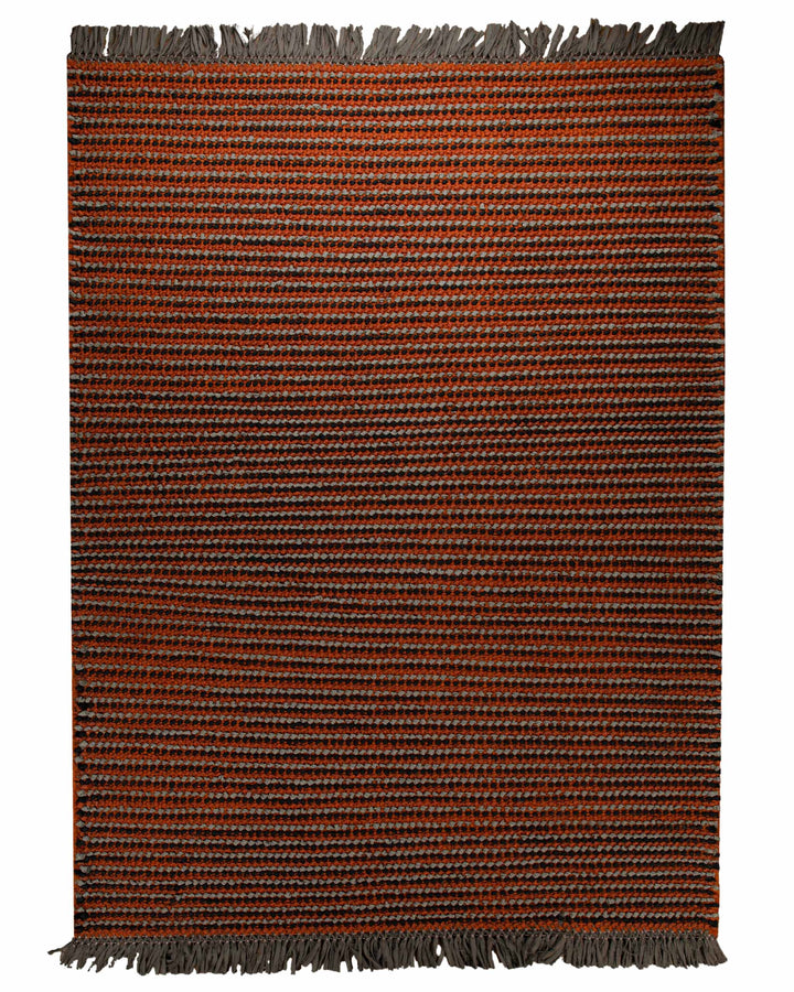 Dedon Outdoor Handwebteppich orange grau strukturiert 160x230 cm – Freigestellte Ansicht von oben