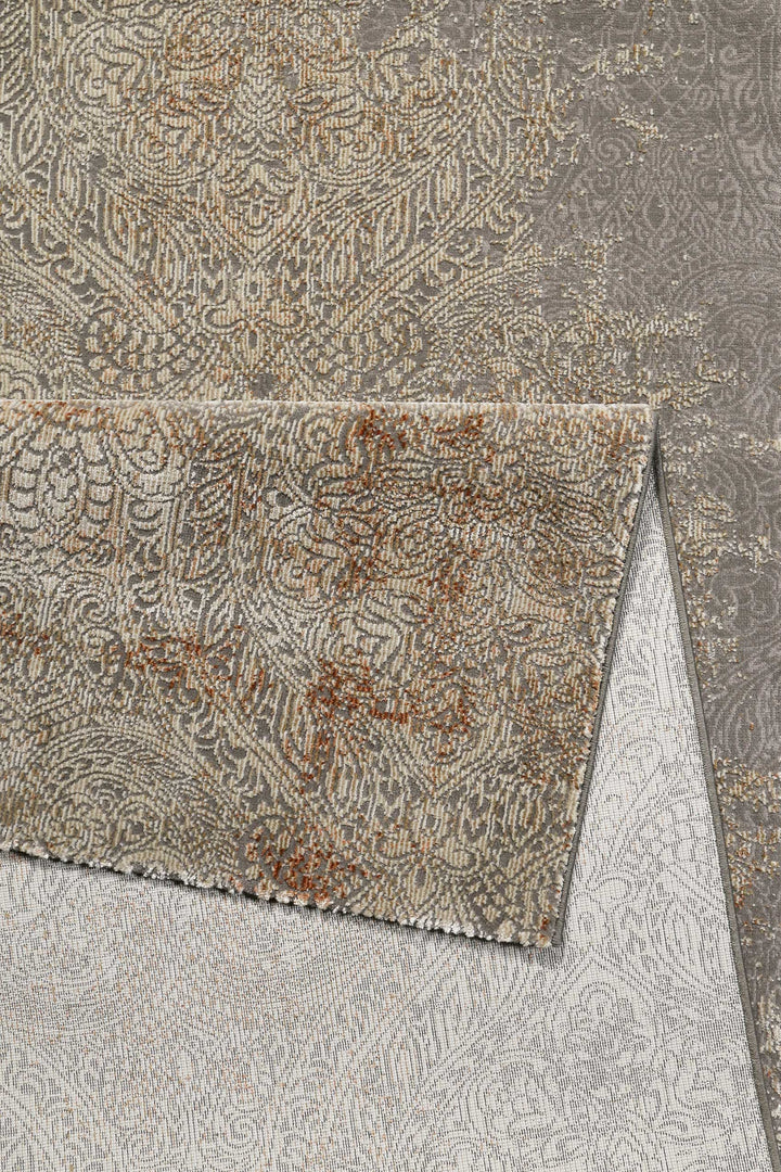 Baroque Vintage Teppich silber Kurzflor rechteckig