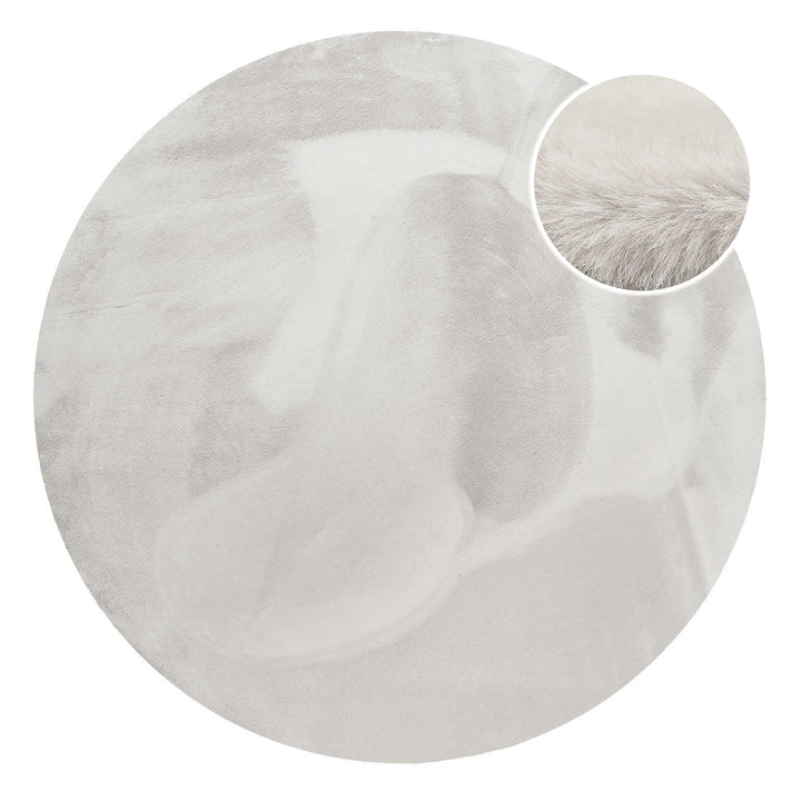 Kunstfell Teppich Rund Beige Grau flauschig und weich "Anna" WECONhome Basics