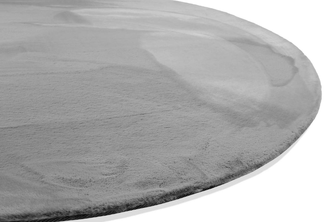 Anna Teppich grau Hochflor rund