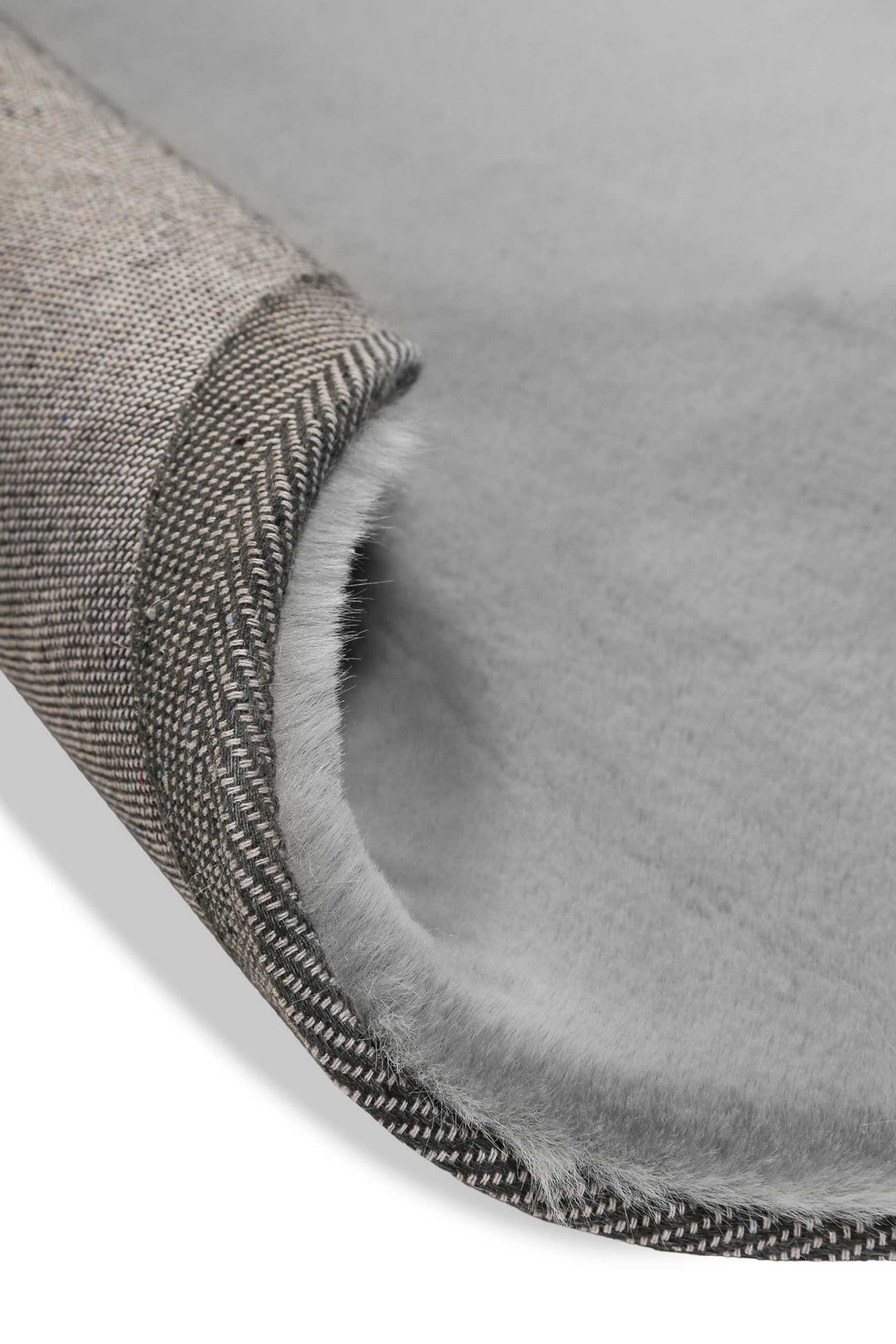 Anna Teppich grau Hochflor rund