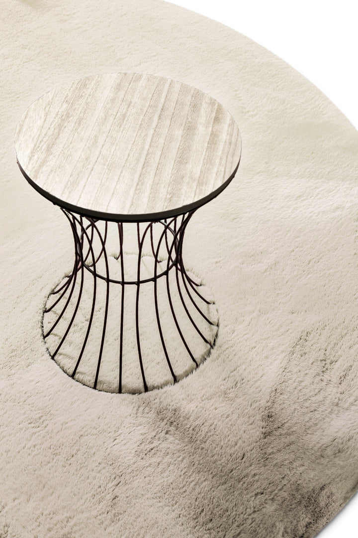 Kunstfell Teppich Rund Creme Beige flauschig und weich "Anna" WECONhome Basics