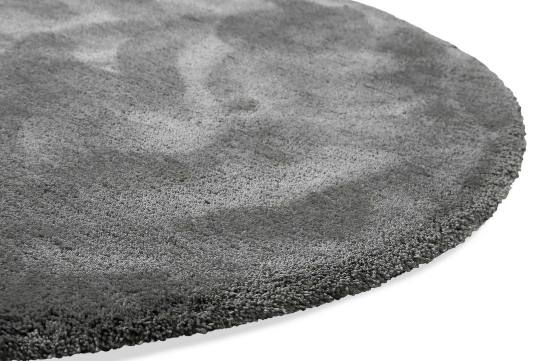 Emilia Teppich grau taupe Hochflor rund