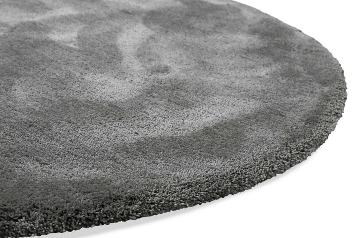 Emilia Teppich grau taupe Hochflor rund