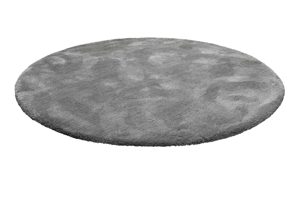 Emilia Teppich grau taupe Hochflor rund
